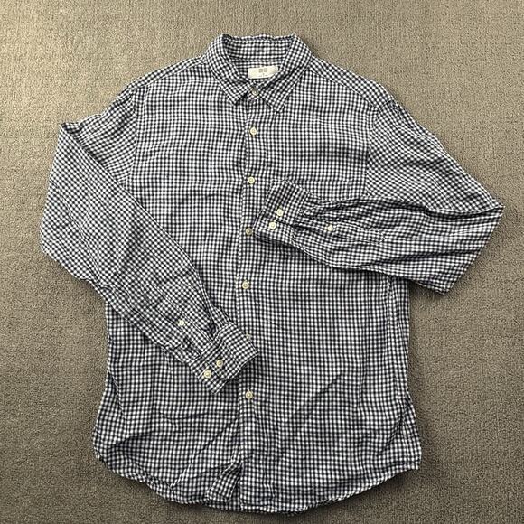 Uniqlo Shirt Adult Medium Check Button Up Linen Long Sleeve Casual Men's - Picture 1 of 13